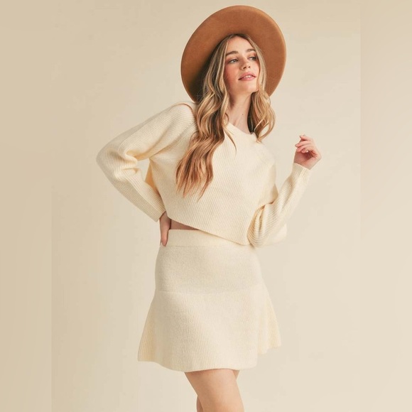 NWT Mable Carter Long Sleeve Sweater Knit Top And Flare Skirt Set- Size Small - Picture 1 of 13